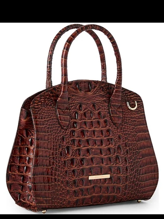 Brahmin Handbags - Brahmin Dark Brown Croc-Embossed Satchel